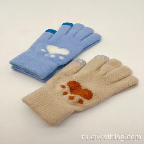 Низкие ценовые сенсорные вязаные перчатки для детей